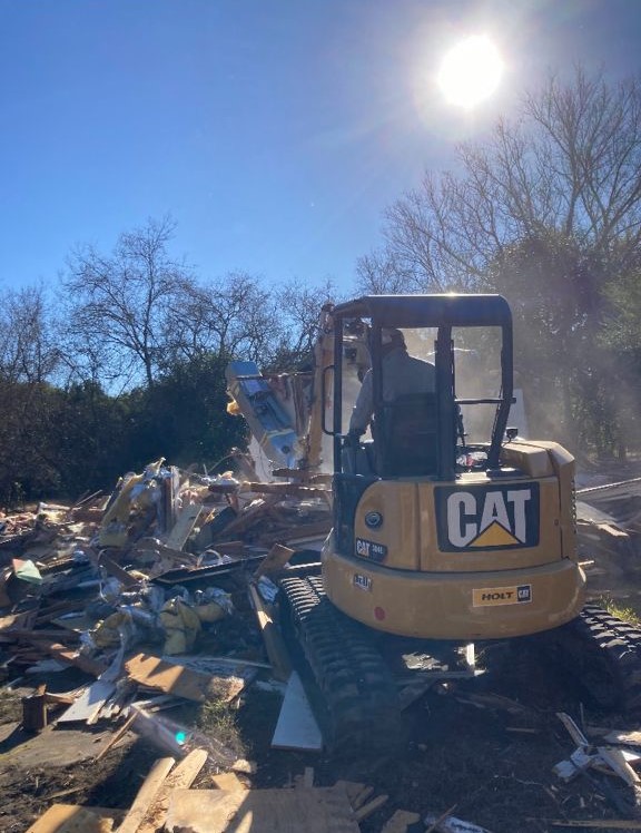 demolition work with heavy equipment